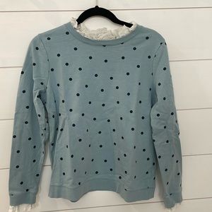 Boden Ruffle Polka Dot Sweatshirt